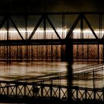 Labor Day fireworks and the "waterfall" display - note people on lower bridge